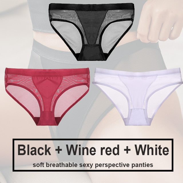 3PCS/Set Women Panties Sexy Lingerie Seamless Female Underwear See-Through Underpants Woman Panties Briefs Girls Intimate Pantys