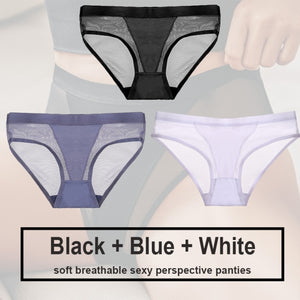 3PCS/Set Women Panties Sexy Lingerie Seamless Female Underwear See-Through Underpants Woman Panties Briefs Girls Intimate Pantys