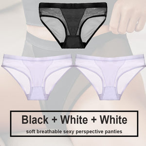 3PCS/Set Women Panties Sexy Lingerie Seamless Female Underwear See-Through Underpants Woman Panties Briefs Girls Intimate Pantys