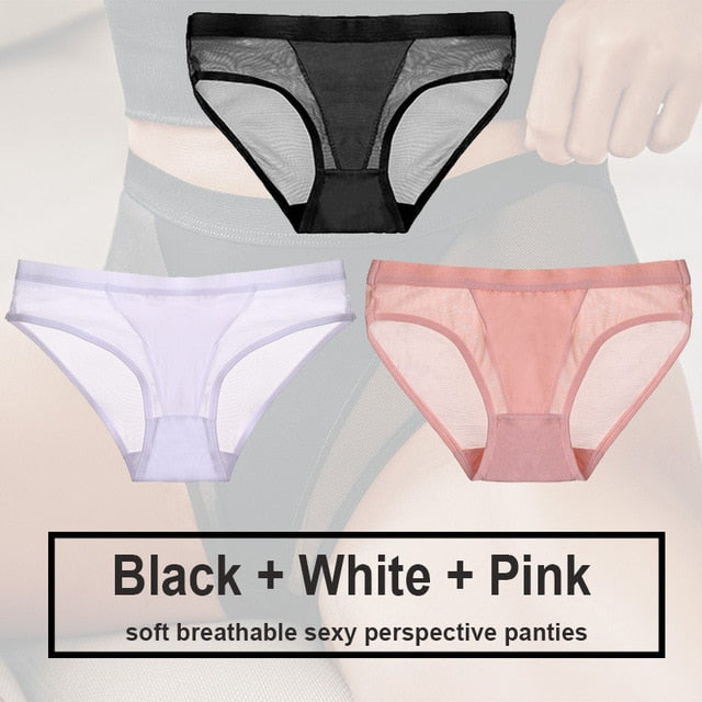 3PCS/Set Women Panties Sexy Lingerie Seamless Female Underwear See-Through Underpants Woman Panties Briefs Girls Intimate Pantys