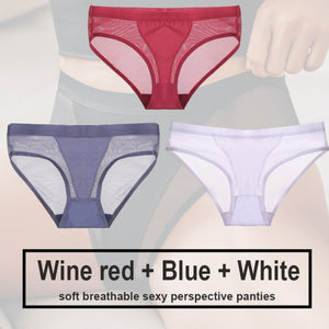 3PCS/Set Women Panties Sexy Lingerie Seamless Female Underwear See-Through Underpants Woman Panties Briefs Girls Intimate Pantys