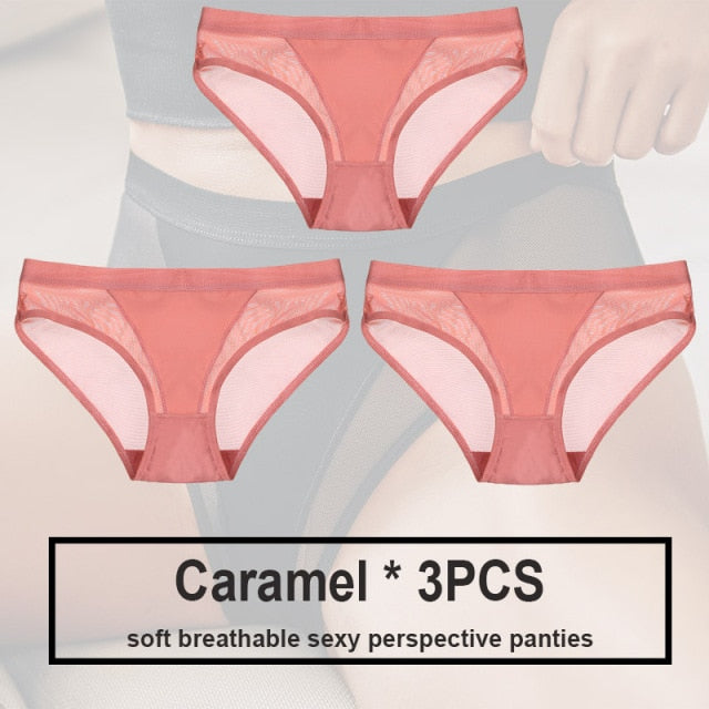 3PCS/Set Women Panties Sexy Lingerie Seamless Female Underwear See-Through Underpants Woman Panties Briefs Girls Intimate Pantys