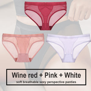 3PCS/Set Women Panties Sexy Lingerie Seamless Female Underwear See-Through Underpants Woman Panties Briefs Girls Intimate Pantys