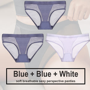 3PCS/Set Women Panties Sexy Lingerie Seamless Female Underwear See-Through Underpants Woman Panties Briefs Girls Intimate Pantys