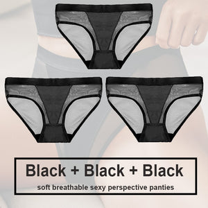 3PCS/Set Women Panties Sexy Lingerie Seamless Female Underwear See-Through Underpants Woman Panties Briefs Girls Intimate Pantys