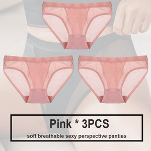 3PCS/Set Women Panties Sexy Lingerie Seamless Female Underwear See-Through Underpants Woman Panties Briefs Girls Intimate Pantys