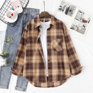 Plaid Shirts Womens Blouses And Tops Long Sleeve Female Casual Print Shirts Loose Cotton Checked Lady Outwear Spring News