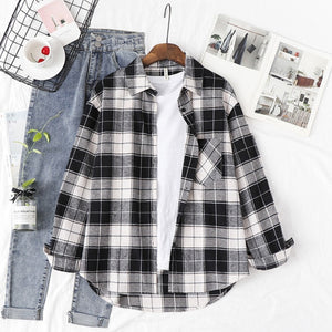 Plaid Shirts Womens Blouses And Tops Long Sleeve Female Casual Print Shirts Loose Cotton Checked Lady Outwear Spring News