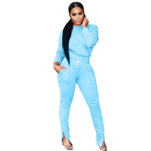 2 Two Piece Set Women Tracksuit Top and Pants Ensemble Jogging Femme Zipper Split Sweat Suits Party 2 Piece Outfits for Women