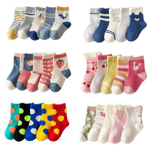 5 Pairs Cotton Kids Socks Warm Winter Socks For Baby Girls Cute Cartoon Newborn Toddler Socks Casual Sport Boys Socks 0-12 Yrs