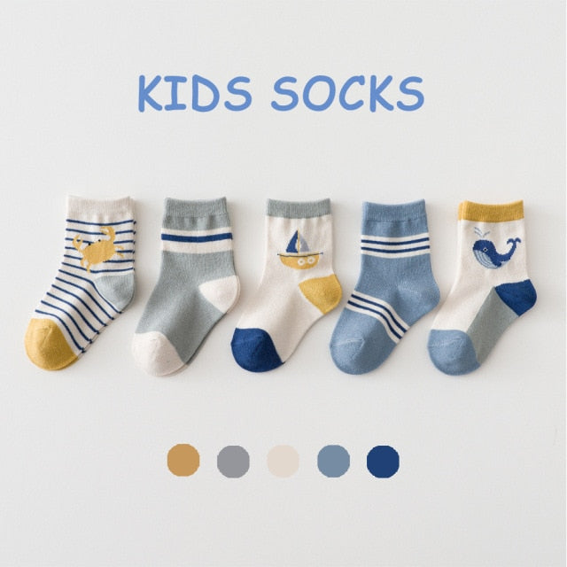 5 Pairs Cotton Kids Socks Warm Winter Socks For Baby Girls Cute Cartoon Newborn Toddler Socks Casual Sport Boys Socks 0-12 Yrs