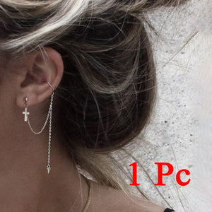 DW 1 PC Ear Clip Long Tassel Earrings for Women 2020 Zircon Ear Cuff Earring Ear Line Fashion Jewelry Gift