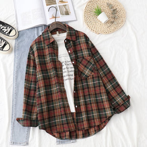 Plaid Shirts Womens Blouses And Tops Long Sleeve Female Casual Print Shirts Loose Cotton Checked Lady Outwear Spring News