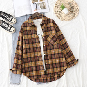 Plaid Shirts Womens Blouses And Tops Long Sleeve Female Casual Print Shirts Loose Cotton Checked Lady Outwear Spring News