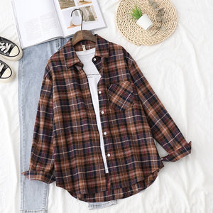 Plaid Shirts Womens Blouses And Tops Long Sleeve Female Casual Print Shirts Loose Cotton Checked Lady Outwear Spring News