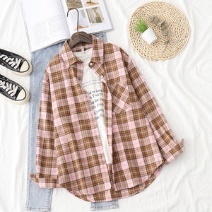 Plaid Shirts Womens Blouses And Tops Long Sleeve Female Casual Print Shirts Loose Cotton Checked Lady Outwear Spring News