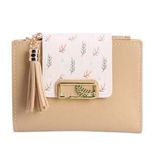 Fashion Tassels Short Wallet Bag for Women PU Leather Clutch Bags Cute Korean Card Holder Female Folding Small Coin Purse Bolsas