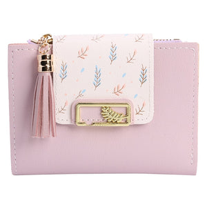 Fashion Tassels Short Wallet Bag for Women PU Leather Clutch Bags Cute Korean Card Holder Female Folding Small Coin Purse Bolsas