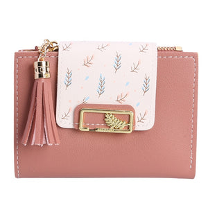 Fashion Tassels Short Wallet Bag for Women PU Leather Clutch Bags Cute Korean Card Holder Female Folding Small Coin Purse Bolsas