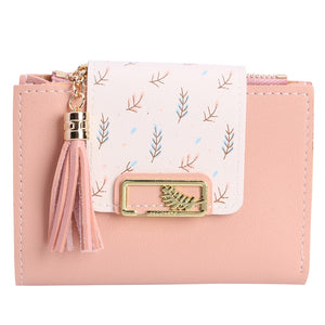 Fashion Tassels Short Wallet Bag for Women PU Leather Clutch Bags Cute Korean Card Holder Female Folding Small Coin Purse Bolsas