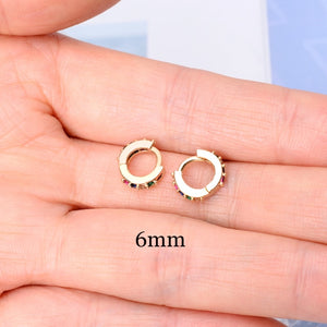 2 Pcs Rainbow Little Huggies Hoop Earrings Girl Tiny Rings Cartilage Small Helix Piercing Conch Earlobe Tragus Circle Men Hoops