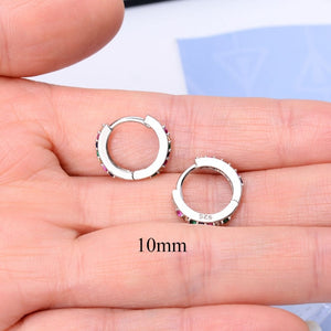 2 Pcs Rainbow Little Huggies Hoop Earrings Girl Tiny Rings Cartilage Small Helix Piercing Conch Earlobe Tragus Circle Men Hoops