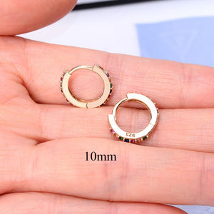 2 Pcs Rainbow Little Huggies Hoop Earrings Girl Tiny Rings Cartilage Small Helix Piercing Conch Earlobe Tragus Circle Men Hoops