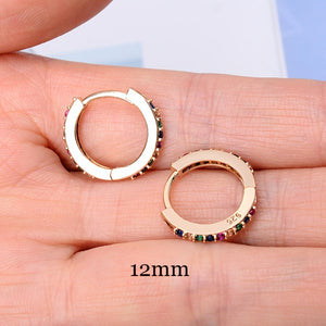 2 Pcs Rainbow Little Huggies Hoop Earrings Girl Tiny Rings Cartilage Small Helix Piercing Conch Earlobe Tragus Circle Men Hoops