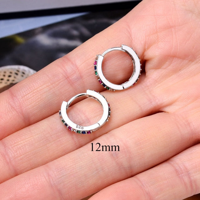 2 Pcs Rainbow Little Huggies Hoop Earrings Girl Tiny Rings Cartilage Small Helix Piercing Conch Earlobe Tragus Circle Men Hoops