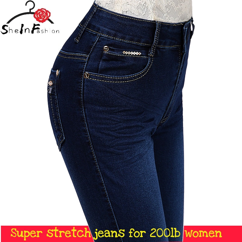 27-38 Size Autumn Brand Jeans Femme Slim Straight Middle Waist Cotton Plus Size Denim Jeans Womens Pants For Women Jeans