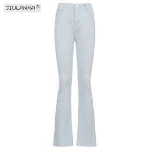 Flared Jeans Woman High Waist Beige White Pants For Women Clothing Jean Flared Pants Women Y2k Denim Trousers Woman Clothes Mom