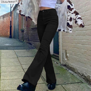 Flared Jeans Woman High Waist Beige White Pants For Women Clothing Jean Flared Pants Women Y2k Denim Trousers Woman Clothes Mom