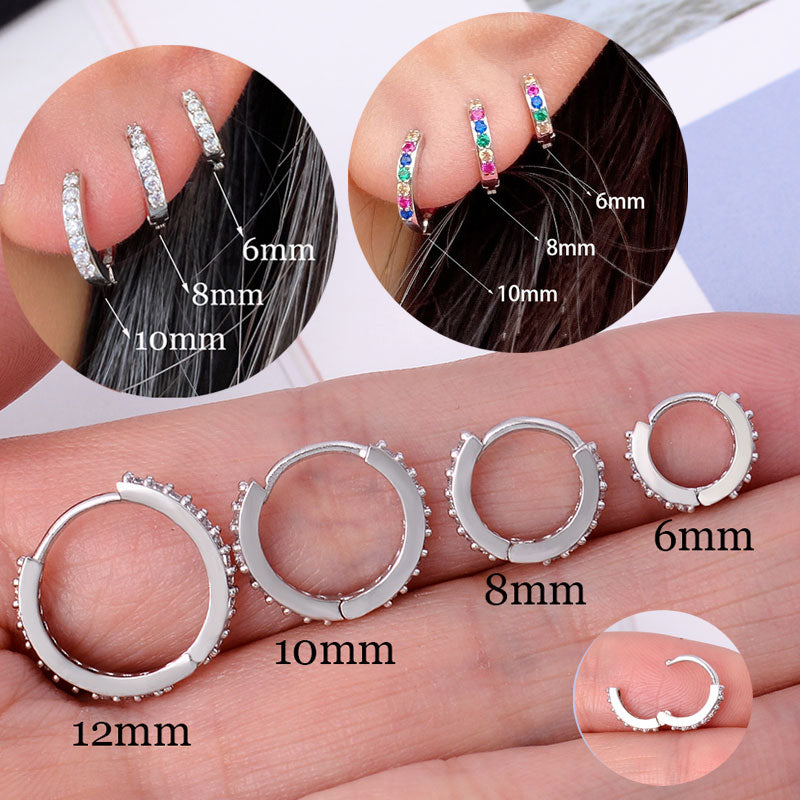 2 Pcs Rainbow Little Huggies Hoop Earrings Girl Tiny Rings Cartilage Small Helix Piercing Conch Earlobe Tragus Circle Men Hoops