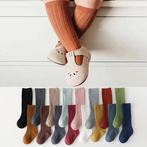 Spainish Kids Socks Baby Boys Girls Cotton Breathable Stripe Soft Sock Children Knee High Long Socks School Uniform Socks