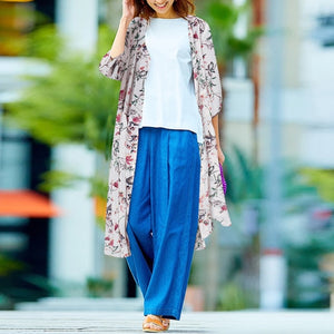 Bohemian Floral Printed Shirt Kimono ZANZEA Summer Beach Cardigan Women Open Front Long Sleeve Casual Blouse Vintage Long Tops