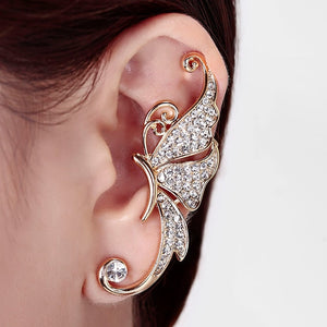 2021 New Silver Plated Angel Wing Stylist Crystal Earrings Drop Dangle Ear Stud For Women Long Cuff Earring Bohemia Jewelrys