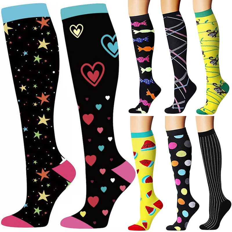 58 Styles Quality Unisex Compression Stockings Cycling Socks Fit Medical Edema, Diabetes, Varicose Veins, Running Marathon Socks