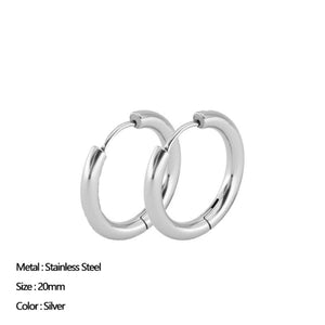 Classic Stainless Steel Ear Buckle for Women Trendy Gold Color Small Large Circle Hoop Earrings Punk Hip Hop Jewelry Accessories