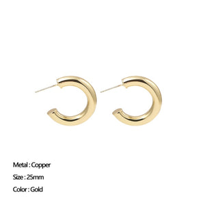 Classic Stainless Steel Ear Buckle for Women Trendy Gold Color Small Large Circle Hoop Earrings Punk Hip Hop Jewelry Accessories