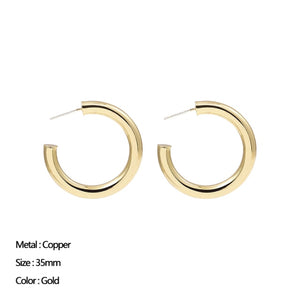 Classic Stainless Steel Ear Buckle for Women Trendy Gold Color Small Large Circle Hoop Earrings Punk Hip Hop Jewelry Accessories