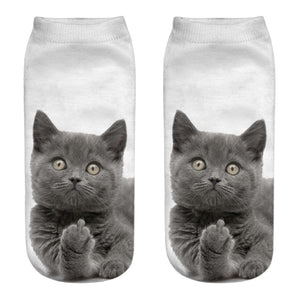 New 3D Print Funny Cute Cartoon Kitten Unisex Short Socks Creative Colorful Multiple Cat Face Happy Low Ankle Socks For Women