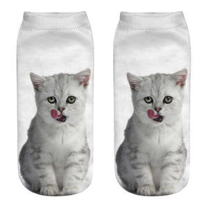 New 3D Print Funny Cute Cartoon Kitten Unisex Short Socks Creative Colorful Multiple Cat Face Happy Low Ankle Socks For Women