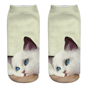 New 3D Print Funny Cute Cartoon Kitten Unisex Short Socks Creative Colorful Multiple Cat Face Happy Low Ankle Socks For Women