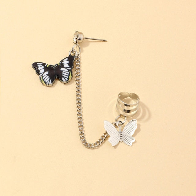 2020 Fashion Butterfly Clip Earrings Ear hook Stainless Steel Ear Clips Double pierced Earring Earrings Women Girls Jewelry