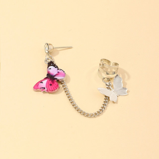 2020 Fashion Butterfly Clip Earrings Ear hook Stainless Steel Ear Clips Double pierced Earring Earrings Women Girls Jewelry