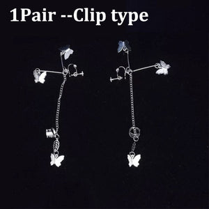 2020 Fashion Butterfly Clip Earrings Ear hook Stainless Steel Ear Clips Double pierced Earring Earrings Women Girls Jewelry