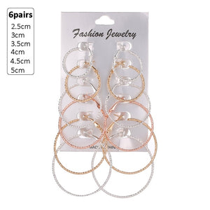 6Pairs /12Pairs Punk Hoop Earrings Set Big Circle Earrings Jewelry for Women Girls Steampunk Ear Clip Punk Earring  Ear Ring