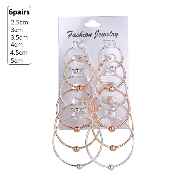 6Pairs /12Pairs Punk Hoop Earrings Set Big Circle Earrings Jewelry for Women Girls Steampunk Ear Clip Punk Earring  Ear Ring