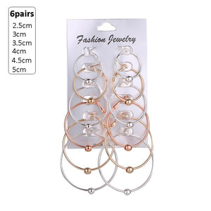 6Pairs /12Pairs Punk Hoop Earrings Set Big Circle Earrings Jewelry for Women Girls Steampunk Ear Clip Punk Earring  Ear Ring