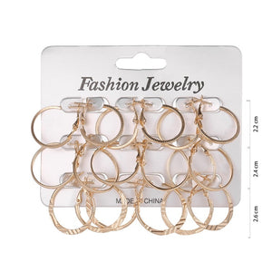 6Pairs /12Pairs Punk Hoop Earrings Set Big Circle Earrings Jewelry for Women Girls Steampunk Ear Clip Punk Earring  Ear Ring